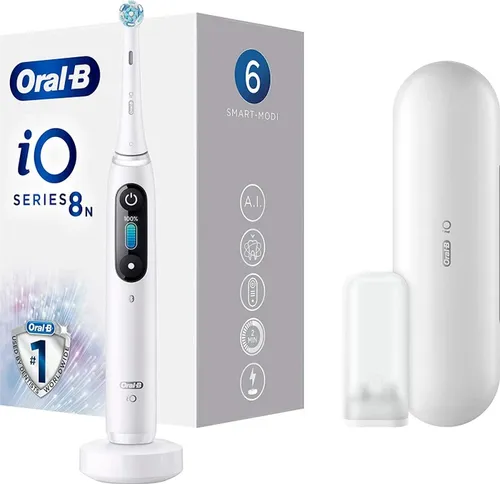 Oral-B iO Serie 8 Elektrische Zahnbürste - Beauty und Wellness, mit intelligenter Drucksensor-Technologie für sanftes und effektives Zähneputzen.