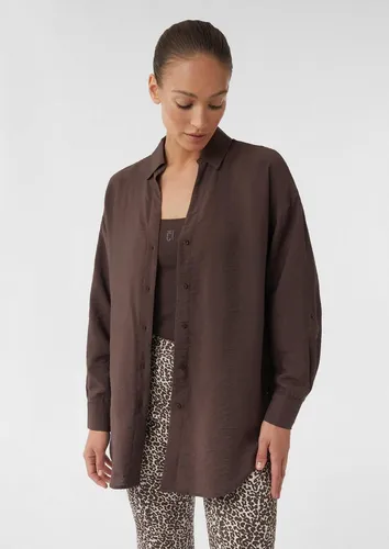 comma Langarmbluse Bluse Strukturierte Long-Bluse mit Turn-up-Funktion am Ärmel
