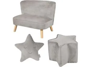 roba® Kindersitzgruppe Lil Sofa, (Set, 3-tlg), bestehend aus Kindersofa, Kinderhocker und Dekokissen in Sternform