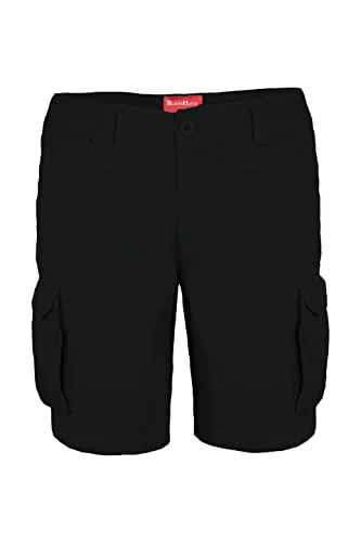 BlauerHafen Herren Cargo Shorts 100% Baumwolle Combat Kurz Hose Normale Passform Bermuda (W36 (Taille: 94-96cm), Schwarz)