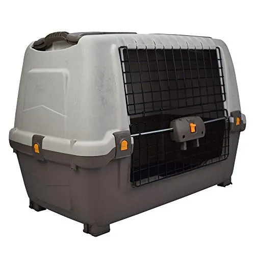 Trixie Transportbox Capri hellgrau/hellflieder (XS-S: 37 × 34 × 55 cm) - Hundeboxen mit weichen Metallborsten und ergonomischem Kunststoffgriff für sicheren Transport und Komfort.