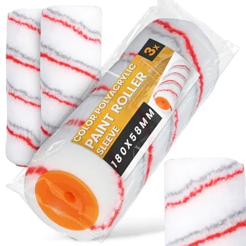 3x Instalguru Malerrolle Farbroller 18 cm 8x58 mm Polyacryl Streichrolle Malerwalze Farbwalze Lackroller Ersatzrolle Ersatzwalze Streichen Malen Renovierung für Farbe Lackier