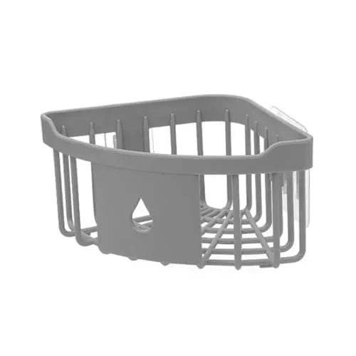 König Design Duschablage mit 2 Klebe Haken Duschregal Ecke ohne Bohren Abnehmbar Badezimmer Organizer Wasserdicht und ölbeständiges Duscheckregal für Bad und Küche (Grau, 1 Stück)