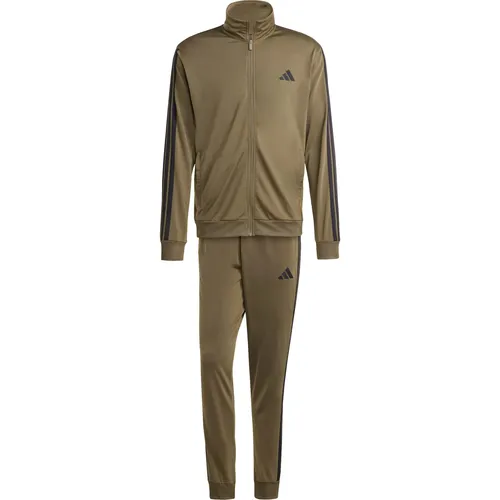 ADIDAS Herren Sportanzug 3-Streifen Tricot - Trainingsanzug aus 100% recycelten Materialien, ideal für sportliche Aktivitäten und Freizeit. Bequemes Tragegefühl und individuelle Passform durch Kordelzug am Bund.