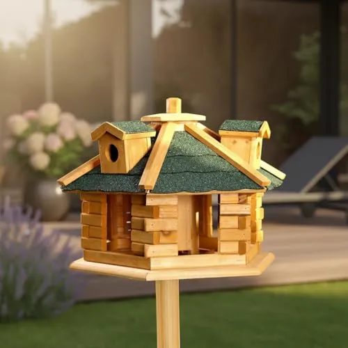 Mucola Vogelhaus XXL 48 CM - Praktisches Vogelfutterhaus für Ihren Garten - Tierhäuser: Großzügiges Vogelhaus mit aufklappbarem Futterspender für einfache Reinigung und Nachfüllung, ideal für viele Vogelarten und ein Blickfang in Ihrem Garten.