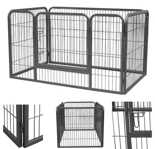 Feel2Home Welpenlaufstall 124x80x70cm – Freigehege für Haustiere - Geräumiger Welpenauslauf mit robustem Hammerschlaglack. Ideal für drinnen und draußen, einfach zu montieren und platzsparend zusammenklappbar. Schaffen Sie einen sicheren Spielraum für Ihre Haustiere!