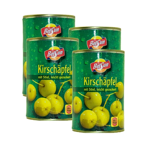 Food-United KIRSCH-APFEL-ÄPFEL mit Stiel 4 Dosen Füllm 425g ATG 213g