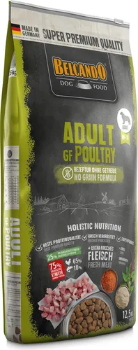 Belcando Adult GF Poultry - Getreidefreies Trockenfutter für Hunde | 12,5 kg - Hundefutter, getreidefrei und glutenfrei, ideal für ausgewachsene Hunde aller Größen mit hochwertigem Huhn als Hauptzutat.