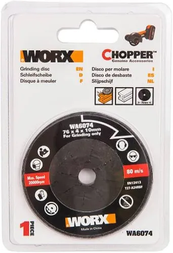 Worx Schleifscheibe WORX Schleifscheibe WA6074 für WX801 Zerkleinerer, 76 mm