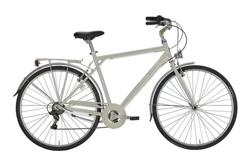 ANITAbyAlpina Cityfahrrad ROXY Man 28 Zoll, grau - Das elegante Cityfahrrad ROXY überzeugt mit robustem Aluminiumrahmen und 6-Gang Kettenschaltung. Ideal für Stadtfahrten, bietet es Komfort und Sicherheit mit zuverlässigen V-Bremsen und praktischen Anbauteilen.