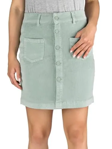 DENIMFY Cordrock Damen Midi DFAlina - A-Linie mit Taschen - Damen Midi Cordrock in A-Linie, gefertigt aus weichem Baumwoll-Elasthan-Mix für optimalen Tragekomfort. Mit sportlichen Fronttaschen und Knopfverschluss, perfekt für vielseitige Outfits.