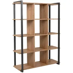 Mid.you Regal in Anthrazit und Eiche - Stylisches Bücherregal mit 12 offenen Fächern, ideal für Wohnzimmer. Das moderne Design kombiniert Artisan Eiche mit anthrazitfarbenen Details und bietet viel Stauraum für Bücher und Deko.