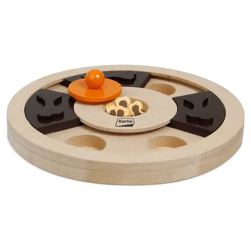 Karlie Wooden Brain Train Hera - Interaktives Holzspielzeug für Hunde, fördert geistige Auslastung und Beschäftigung mit Leckerchen-Verstecken