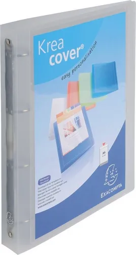 EXACOMPTA Präsentationsordner Ringbuch Kreacover A4 4 Ringe 15mm transluzent weiß