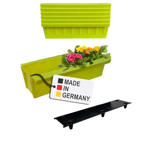 BURI 6 Euro-Paletten Blumenkästen-Einsätze inkl. Bewässerungsmatte | mit Hängesystem zum Einhängen | 37,3cm Hellgrün | Pflanzkasten für Europalette Palette | Balkonkasten | Blumentopf | extrem stabil