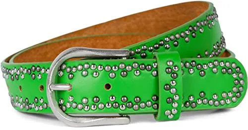 styleBREAKER Nietengürtel mit mehrfarbigen Nieten in grün von styleBREAKER