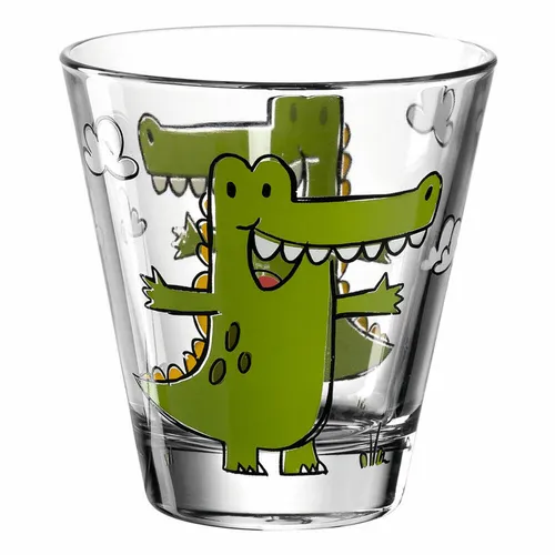 Leonardo Trinkglas BAMBINI Krokodil Kinderglas Glas Kalk-Natron Glas Bunt 120 ml
