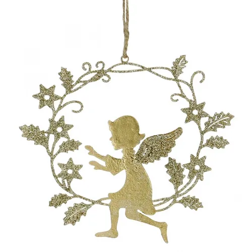 Filigraner Weihnachtsengel im Kranz zum Aufhängen