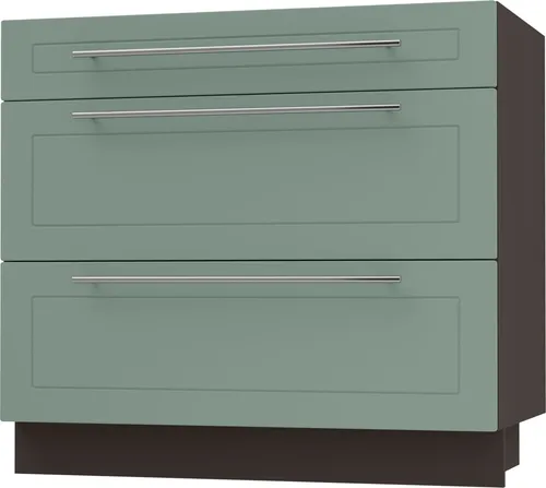 KVANTUM Schubladenunterschrank 90cm mit Teilauszug in grün von Feldmann-Wohnen