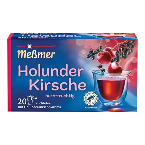 Meßmer Holunder-Kirsche | 20 Teebeutel | Vegan | Glutenfrei | Laktosefrei