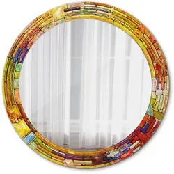 Tulup Rundspiegel mit Druck, 70 cm – Modern & Dekorativ - Stilvoller runder Wandspiegel mit einzigartigem Print-Design. Ideal für Bad, Wohnzimmer oder Flur. Hochwertige Verarbeitung und pflegeleichtes Material verbinden Funktionalität mit Ästhetik.