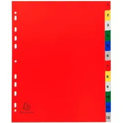 Exacompta Register aus PP 180μ mit 12 Positionen und bedrucktem Deckblatt, DIN A4 Überbreite