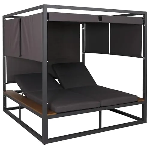 Mendler Aluminium Lounge-Gartenliege HWC-M63b, XL Sonnenliege Bali-Liege mit 10cm-Polster - Gartenliege mit getrennt verstellbaren Rückenlehnen in fünf Positionen, 10cm dicke Polsterung und UV-Schutz für bis zu 800 Stunden – ideal für entspannte Momente im Freien.