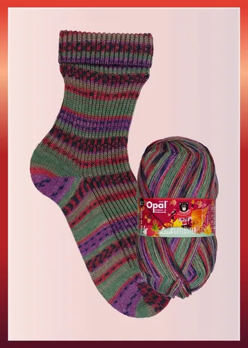 Sockenwolle 4-fach Opal Laubgeflüster Farbe 11250 Beerenfrühstück