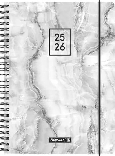 BRUNNEN Schülerkalender 2025/2026 „Grey Marble“ | A5, Kunststoff