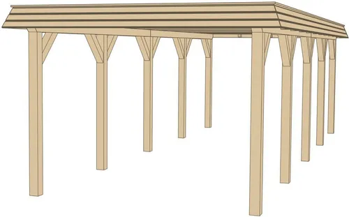 weka Flachdach Einzelcarport 615 Gr.2 - 337x832 cm - Robuster Carport mit modernem Flachdach aus naturbelassenem Holz, ideal zum Schutz Ihres Fahrzeugs und für Gartenbedarf. Perfekt für jeden Garten!