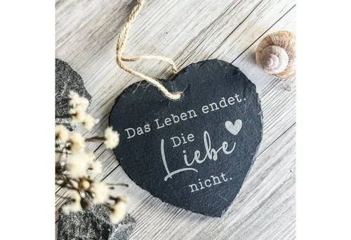 Spruchreif® Dekohänger Kleines Schieferherz mit Gravur, Wanddeko