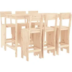 vidaXL 7-tlg. Gartenbar-Set aus massivem Kiefernholz - Gartenmöbel-Set mit robuster Tischplatte und bequemen Barhockern, ideal für gesellige Abende im Freien. Genießen Sie rustikalen Charme und Komfort in Ihrem Garten!