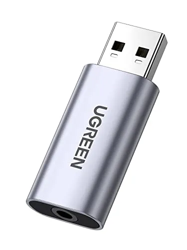 UGREEN USB Externe Soundkarte 2 in 1 auf 3,5 mm Buchse Klinken Audio Adapter USB zu Klinke, für Windows, Mac, Linux, kompatibel mit Headset Laptop PS4 Raspberry Pi usw.