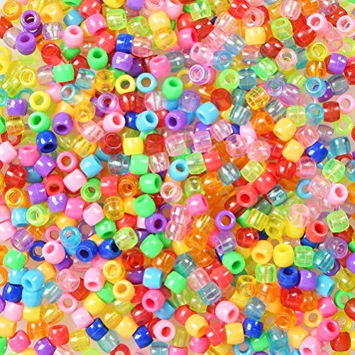 TIMESETL 1800Stück Bunte Perlen zum Auffädeln, Kunststoffperlen 6 * 8mm große Bastelperlen gemischte Farben Klar Perlenschmuck für DIY Armband Halsband Ketten Schmuckbasteln