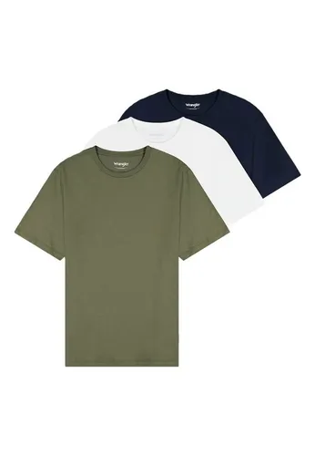 Wrangler 3er Pack T-Shirts - Hochwertige T-Shirts aus 100% Baumwolle im Regular Fit. Ideal für den täglichen Einsatz, pflegeleicht und vielseitig kombinierbar.