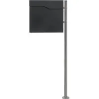 ML-Design Standbriefkasten Anthrazit mit Zeitungsfach und silbernem Pfosten 120cm - Moderner Briefkastenständer für eine einfache Montage ohne Bohrungen. Aus hochwertigem, langlebigem Edelstahl gefertigt, schützt er Ihre Post vor Witterungseinflüssen und bietet ausreichend Stauraum.