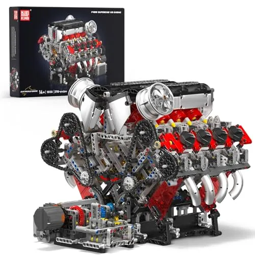 Mould King 10130 Technik V8 Motor Bausatz Kit-MOC Konstruktionsspielzeug Klemmbausteine für Erwachsene(2718 Teile+)