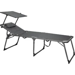 BERGER Slimline Dreibein Sonnenliege - Klappbare Gartenliege mit verstellbarer Rückenlehne, integrierten Sonnenschutzdach und Kissen. Ideal für Balkon, Strand & Camping, stabil bis 150 kg.