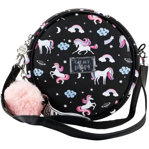 Schultertasche Einhorn Kleine runde Umhängetasche Messanger Bag