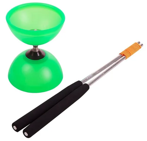 Henrys Diabolo Vision Free – Hochwertiges Komplett-Set für Tricks - Leichtläufiges Diabolo für spannende Jonglier-Tricks. Mit Kugellagerung für lange Freiläufe und schnelle Rotationen. Ideal für Anfänger und Fortgeschrittene. Inklusive 2 Handstäben aus Aluminium.