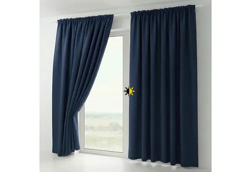 Beautex Verdunkelungsvorhang 2er Set - Navyblau - Fertiggardinen mit Kräuselband, ideal für effektive Lichtblockierung und stilvolle Raumgestaltung, 100% Polyester, bis 30 Grad waschbar.