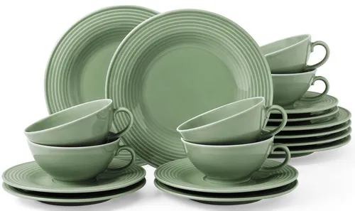 Seltmann Weiden Teeservice Geschirr-Set Beat (18-tlg) für 6 Personen - Elegantes Porzellan-Teeservice mit modernem Rillendekor, hitzebeständig und spülmaschinenfest – ideal für stilvolle Teestunden im Haushalt.