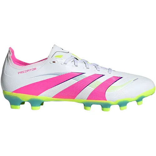 adidas Unisex Predator League MG Fußballschuh - Cloud White/Lucid Pink/Lucid Lemon 41 1/3 - Fußballschuhe mit regulärer Passform und Hybridfeel Obermaterial, ideal für Kunstrasen und Hartplätze, bieten optimalen Grip und Kontrolle.