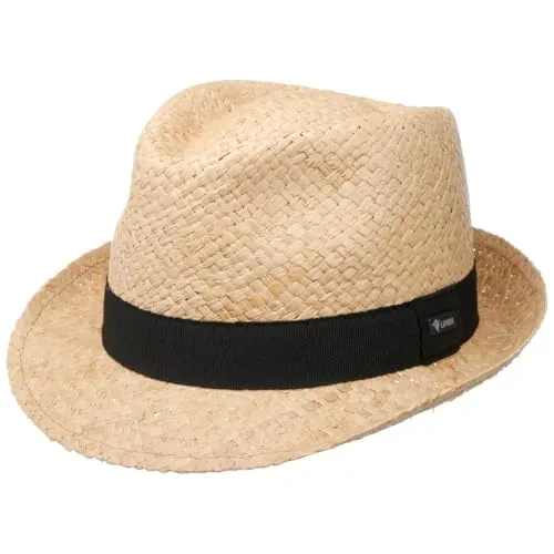 Lipodo Mantigo Trilby Hut Raffiastroh Ripsband Made in Italy Damen und Herren Frühling Sommer Natur XL (60-61 cm)