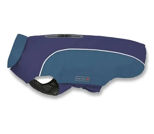Wolters Regenjacke Easy Rain für Hunde – Dunkelblau, Größe 28 - Wasserdichte Hunderegenjacke mit 10.000 mm Wassersäule. Atmungsaktiv und windabweisend, ideal für jedes Wetter. Mit praktischen Klettverschlüssen für einfaches An- und Ausziehen.