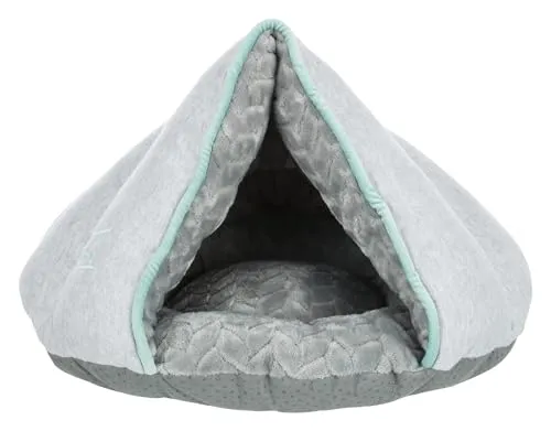Junior Cave 45 - Hunde-Bett in Hellgrau und Mint, mit rutschfester Unterseite und integriertem Kissen für optimalen Komfort