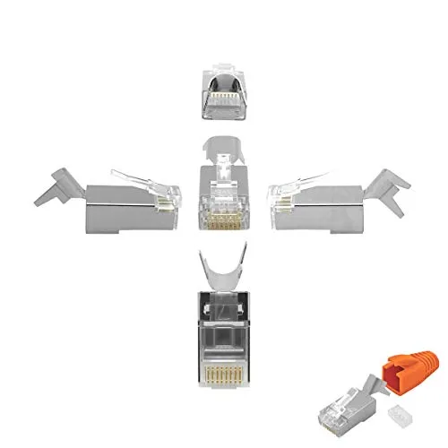 ARLI Cat7 Netzwerkstecker 50 Stück mit Zugentlastung - Hochwertige RJ45 Netzwerkstecker für Cat 5e bis Cat 8.1, ideal für zuverlässige Datenübertragung. Mit Zugentlastung und Einführhilfe für einfache Installation.
