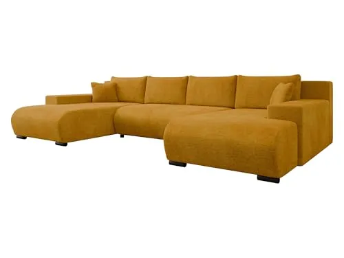 Mirjan24 Ecksofa Nojan, Eckcouch Couch mit Schlaffunktion und Bettkasten, Wohnlandschaft in U-Form, Komfortables Sofa mit Zwei Ottomane (Wave 05)