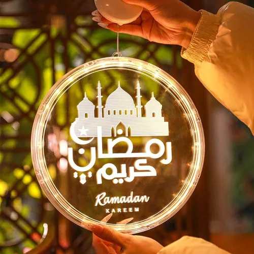 Eid Ramadan Dekorative Fee Licht Schloss Dekorative Fenster Lichter Ornamente Islam Mubarak Dekoration für Party Muslim Lichterkette mit Saugnapfhaken