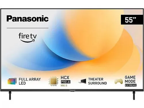 Panasonic TV-55W90AEG schwarz - Smart Fernseher mit Fire TV - Fernseher mit Full Array LED Backlight, HCX PRO AI MK II Processor für perfekte Bild- und Tonqualität sowie Theater Surround Soundsystem für kraftvollen Klang.